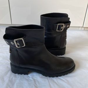 ZARA Leather Ankle Boots Color-Black Size- USA 10/ EU 41 NWOT